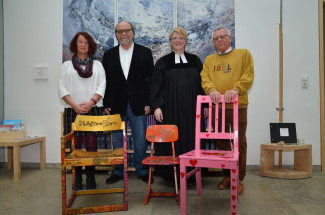 Vertrauensfrau Friederike Möhnle, Othmar Wagner (ev. Bürgerstiftung), Pfrin Müller-Oldenburg, 2. Vorsitzender des St. JosefsStifts Ernst A. Hestermann